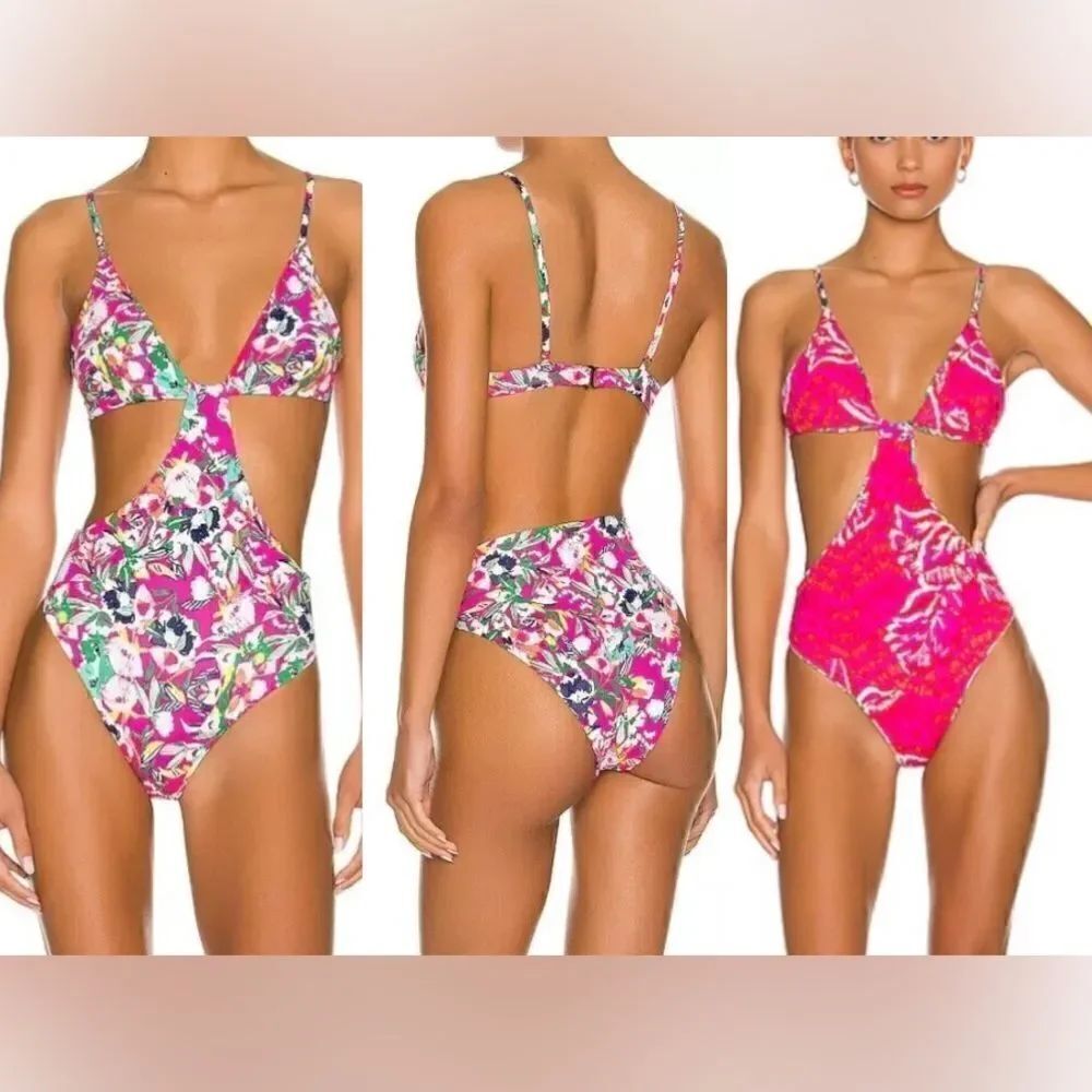 MAAJI NWT MIMI TRIKINI REVERSIBLE ONE PIECE IN ZINNIA SIZE SMALL
